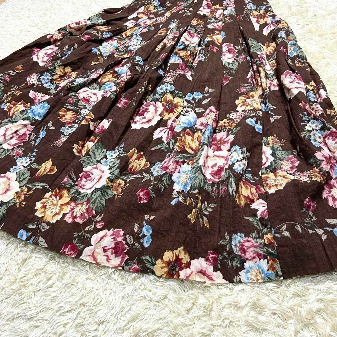 INGEBORG インゲボルグ ウールスカート 花柄 ロング丈 フレアスカート