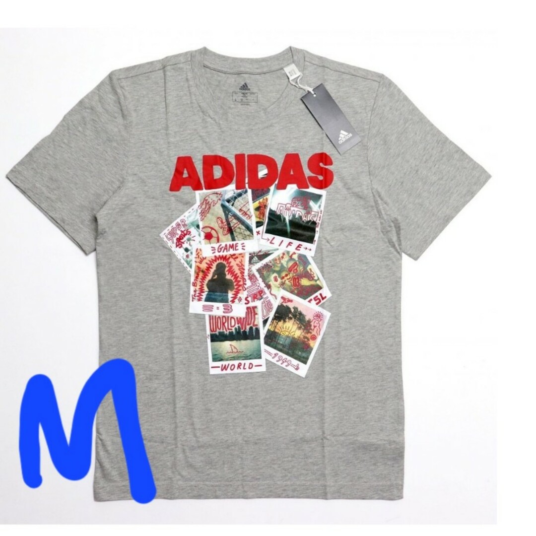 adidas(アディダス)のadidas ドゥードル フォトズ 半袖 Tシャツ/グレー/M/新品 メンズのトップス(Tシャツ/カットソー(半袖/袖なし))の商品写真