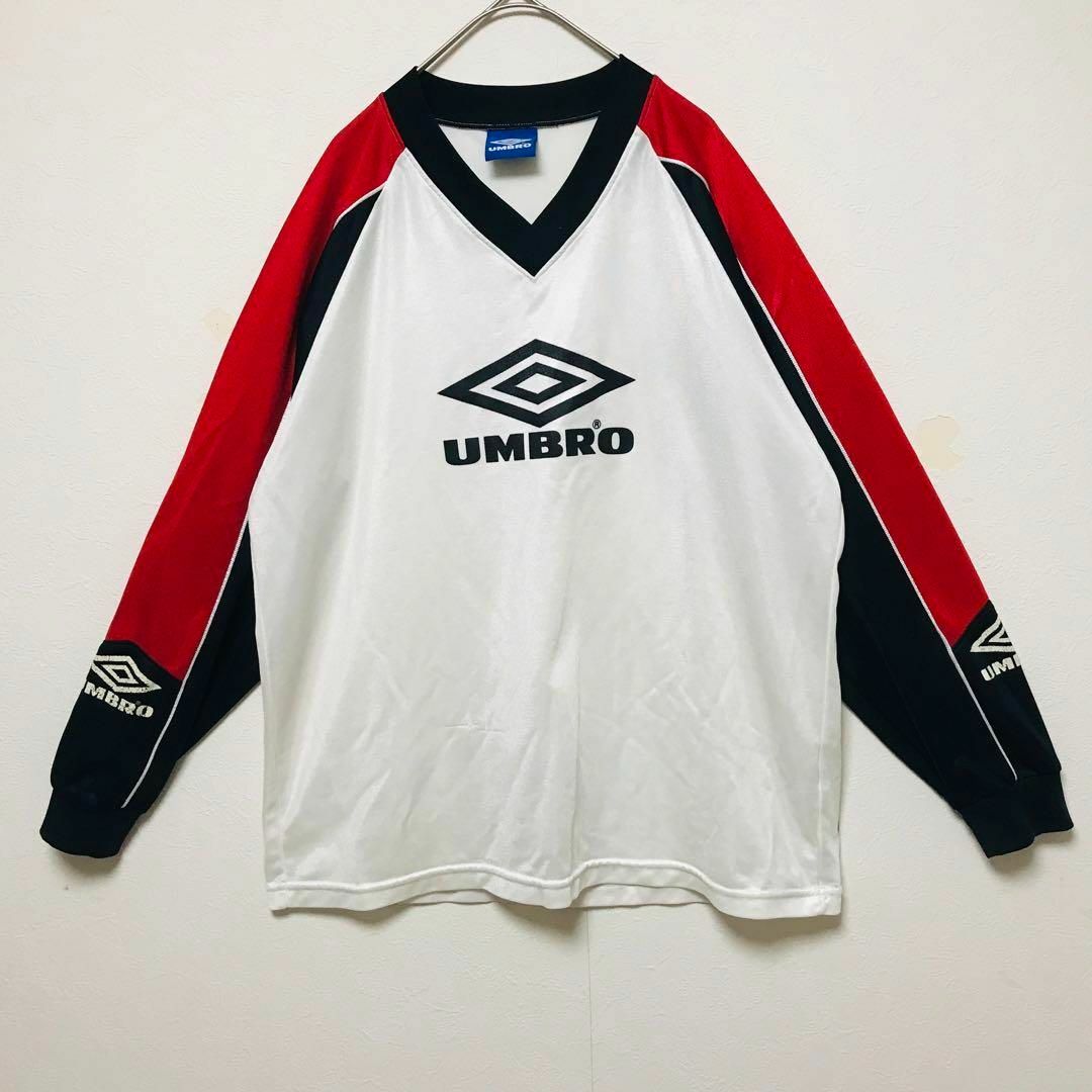 90s 青タグ UMBRO ロゴ ゲームシャツ 長袖　y2k ラグラン | フリマアプリ ラクマ