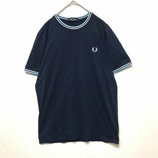 フレッドペリー(FRED PERRY)のフレッドペリー 半袖 リンガーネック Tシャツ ネイビー 刺繍(Tシャツ/カットソー(半袖/袖なし))