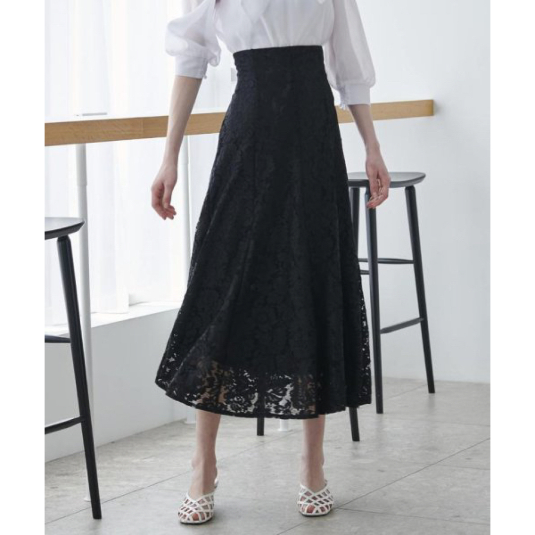 And Couture(アンドクチュール)のアンドクチュール コードレースフレアスカート レディースのスカート(ロングスカート)の商品写真