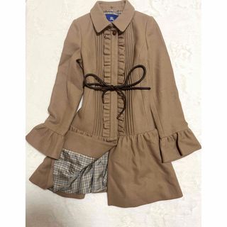 バーバリーブルーレーベル(BURBERRY BLUE LABEL)のバーバリーブルーレーベル ノバチェック キャメル プリーツ フレア コート 36(その他)