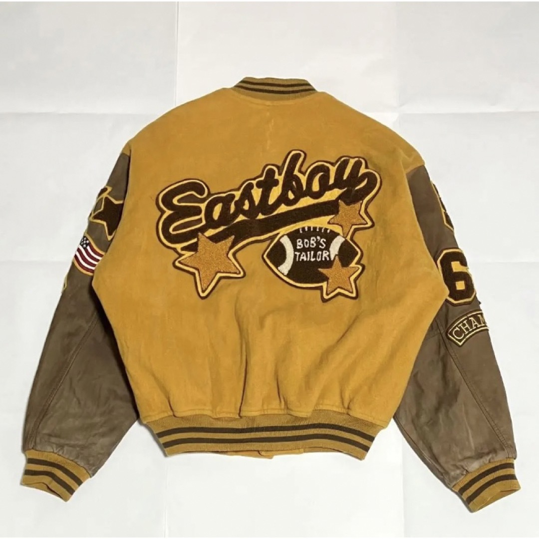 EASTBOY(イーストボーイ)のEASTBOY　スタジャン　刺繍　牛皮レザー　袖デザイン　キルティング　ラグビー メンズのジャケット/アウター(スタジャン)の商品写真