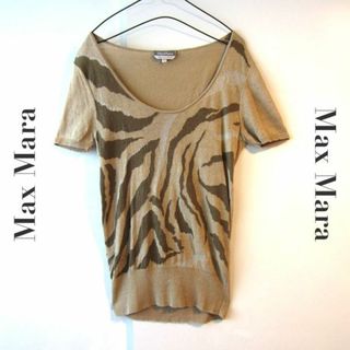 マックスマーラ(Max Mara)の美品　マックスマーラ　Max Mara　リネン100% 半袖ニット　グレー(Tシャツ(半袖/袖なし))