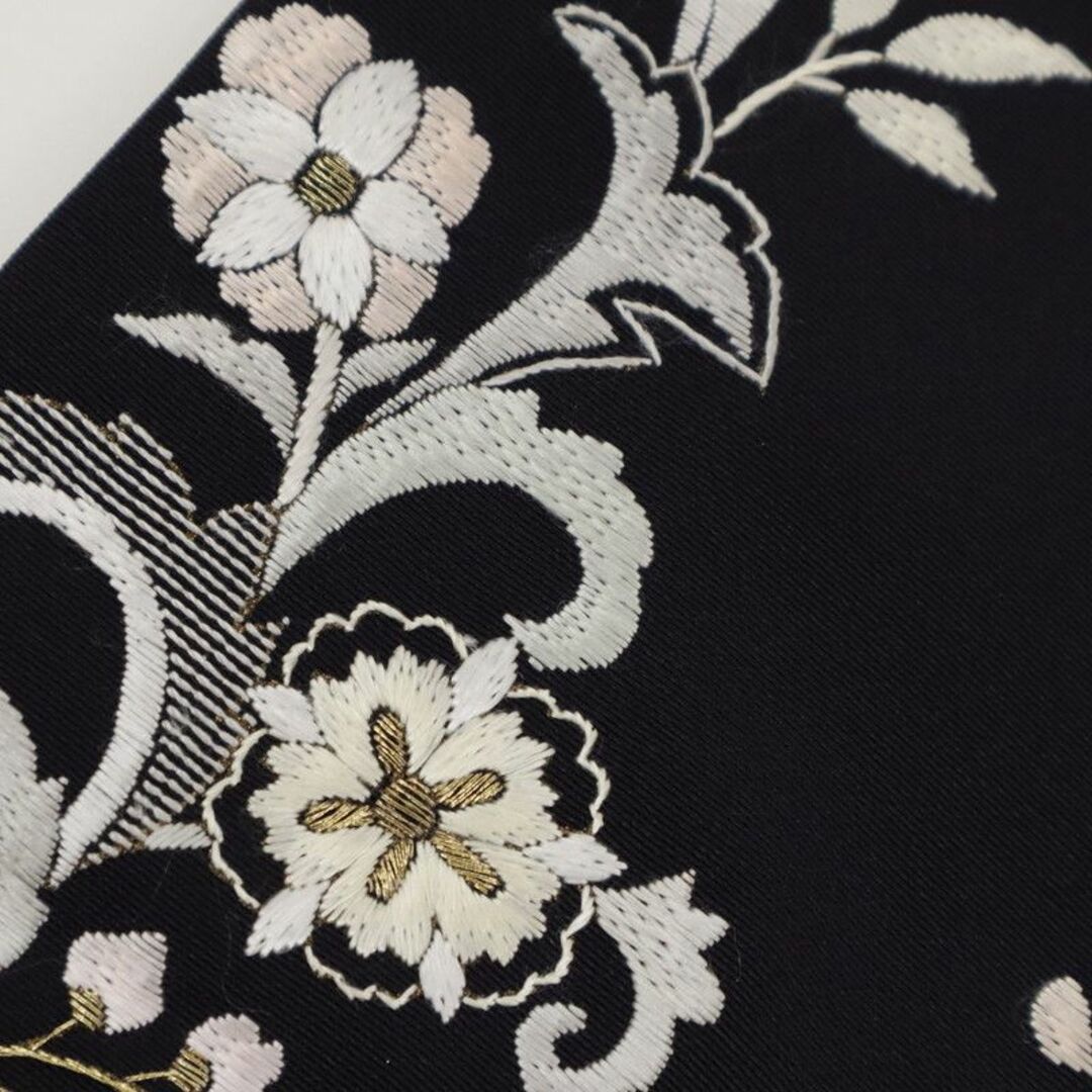 《長尺◆刺繍■訪問着◆極上花唐草模様■黒紅色×黒鳶色◆袷正絹着物◆HP7-5》