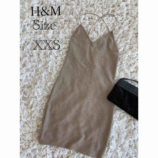 H&M - 【未使用】H&M  パーティドレス　ゴールド  ミニ　スパゲッティストラップ