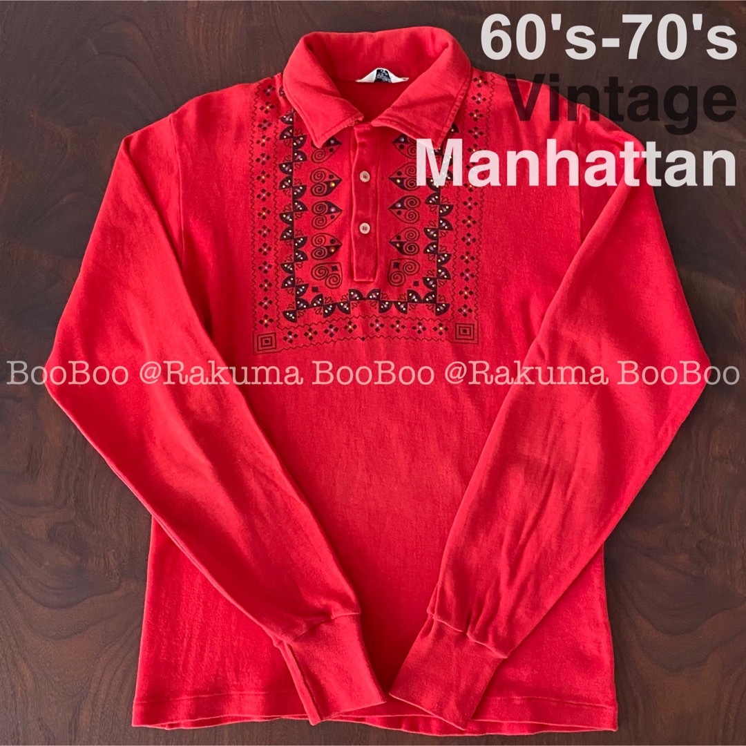 60s 70s Manhattan ビンテージ アトミック ポロシャツ シャツ メンズのトップス(ポロシャツ)の商品写真