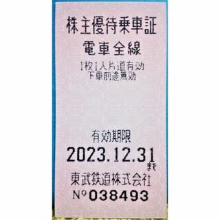 2023/1231迄 東武鉄道 電車全線片道切符(株主優待乗車証)1枚⑥(鉄道乗車券)