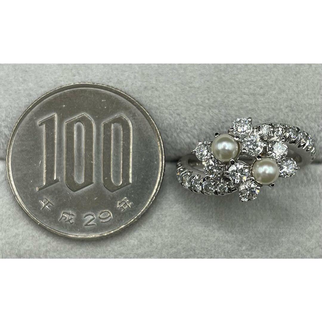 JQ153★高級 あこや真珠3.40mm D0.89ct pt リング 鑑付