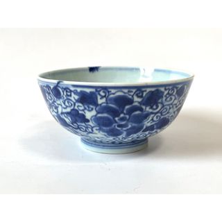 骨董 アンティーク 深川製 青磁色絵 片身替 鳳凰団龍 深鉢 輪花鉢 - 工芸品