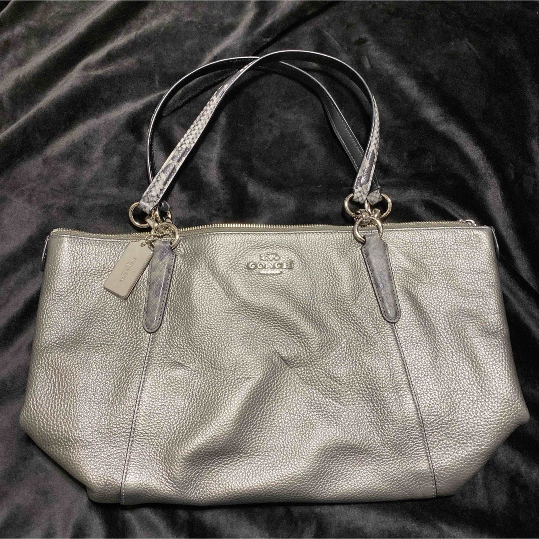 新品 coach コーチ ショルダー トートバッグ バッグ ガンメタ グレー ...