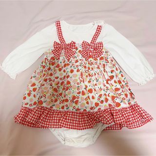 シャーリーテンプル  ロンパース 90 いちご ドット フリルキッズ服女の子用(90cm~)