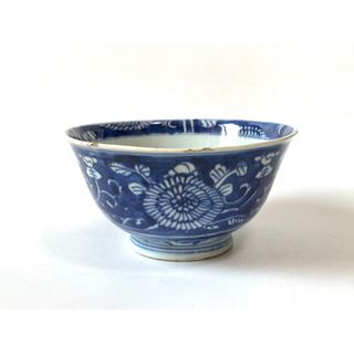 骨董 アンティーク 深川製 青磁色絵 片身替 鳳凰団龍 深鉢 輪花鉢 - 工芸品