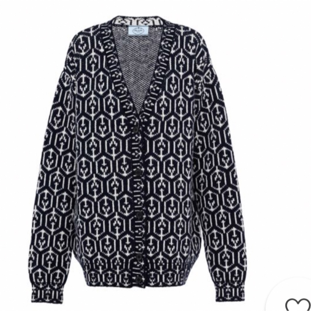 PRADA - PRADA☆ジャカード シェットランド ウールカーディガン PRADA - PRADA☆ジャカード シェットランド ウールカーディガン
