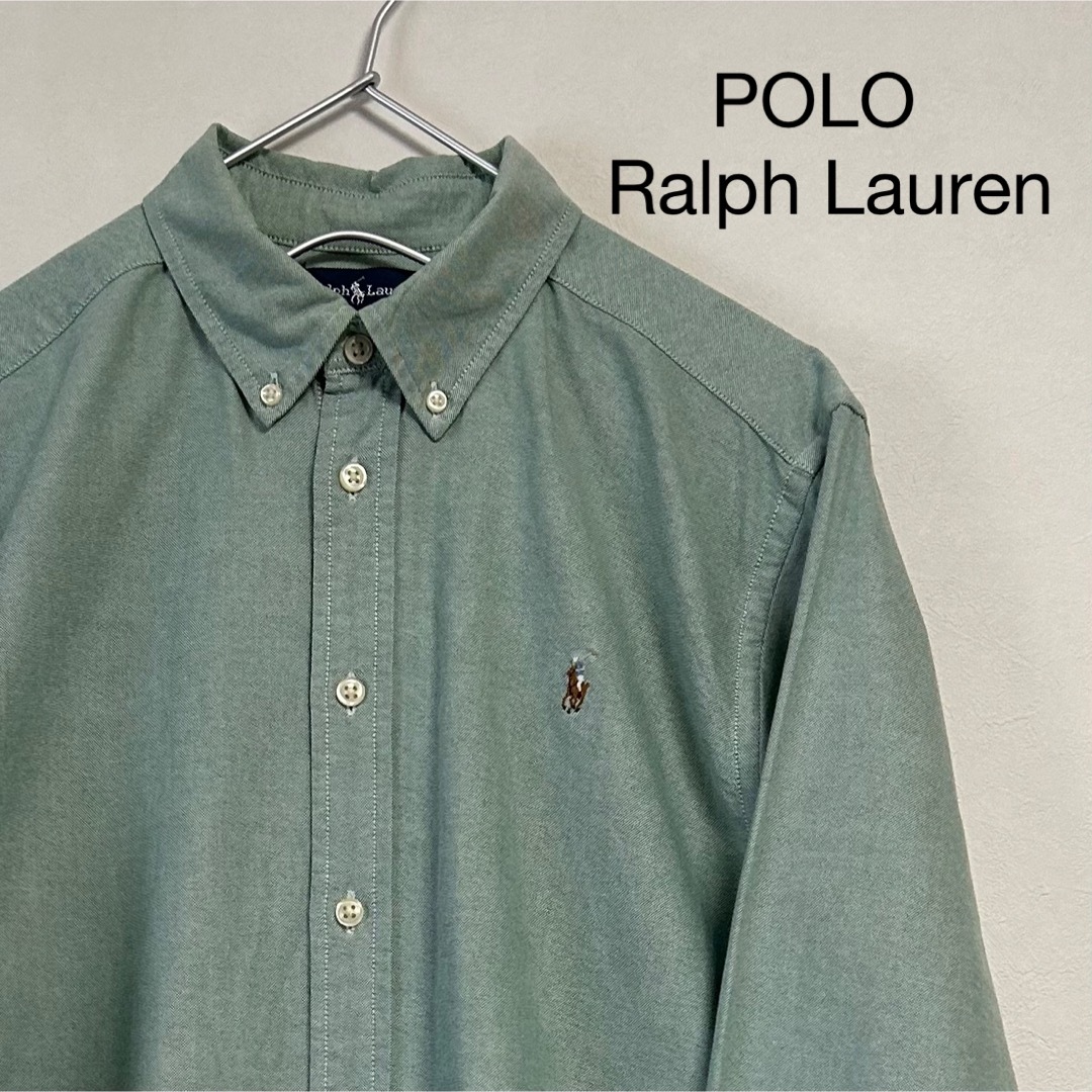 Ralph Lauren(ラルフローレン)の美品 90s POLO Ralph Lauren 長袖BDシャツ グリーン レディースのトップス(シャツ/ブラウス(長袖/七分))の商品写真