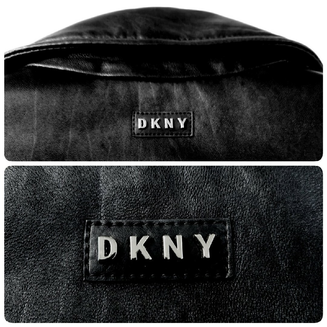 新品9.6万円 DKNY 最高級カウレザー裏迷彩柄キルティングダブルライダース