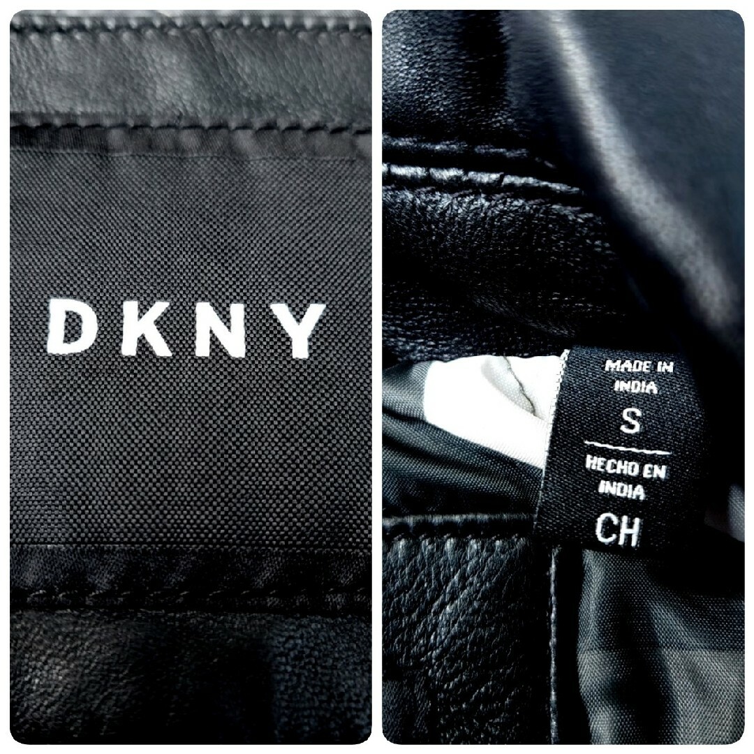 新品9.6万円 DKNY 最高級カウレザー裏迷彩柄キルティングダブルライダース