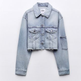 新品☆ZARA ザラ クロップド丈デニム ジャケット Gジャン M