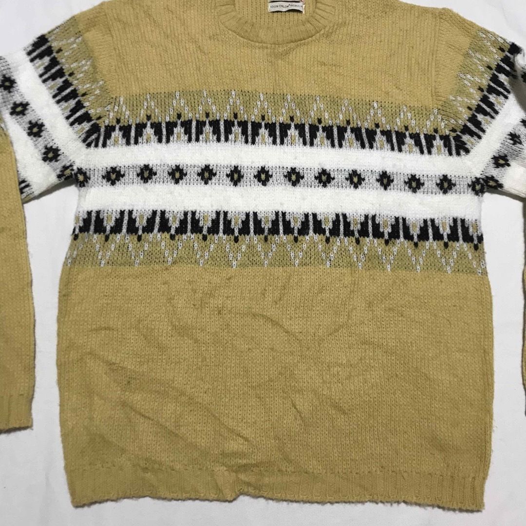 60s REVERE 雪柄 アクリル セーター 黄色 ビンテージ M メンズのトップス(ニット/セーター)の商品写真
