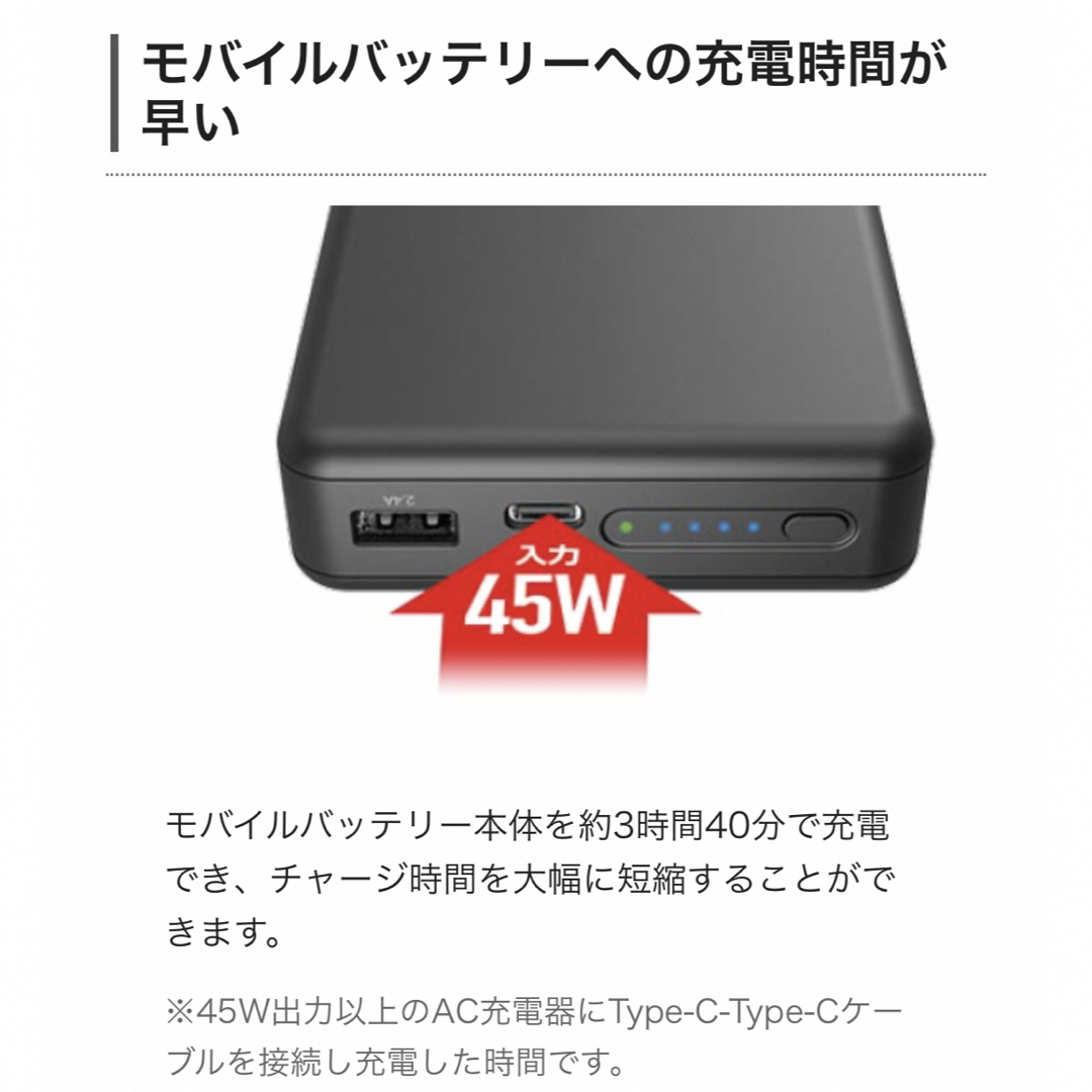 ELECOM(エレコム)の【未使用】エレコムUSB PD20000mAh 50W出力 モバイルバッテリー スマホ/家電/カメラのスマートフォン/携帯電話(バッテリー/充電器)の商品写真