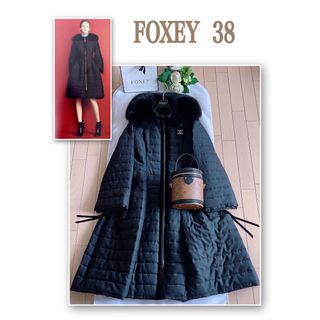 FOXEY 40万FOX FUR襟PAVEウール中綿コー38新品同様Rene-