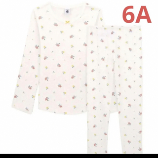 プチバトー(PETIT BATEAU)のプチバトー6a 116♡花柄とロゴのパジャマ　ロンT レギンス(パジャマ)