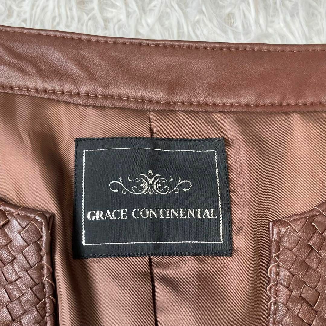 GRACE CONTINENTAL(グレースコンチネンタル)のGRACE グレースコンチネンタル　ラム　レザー　ジャケット　編み込み レディースのジャケット/アウター(その他)の商品写真