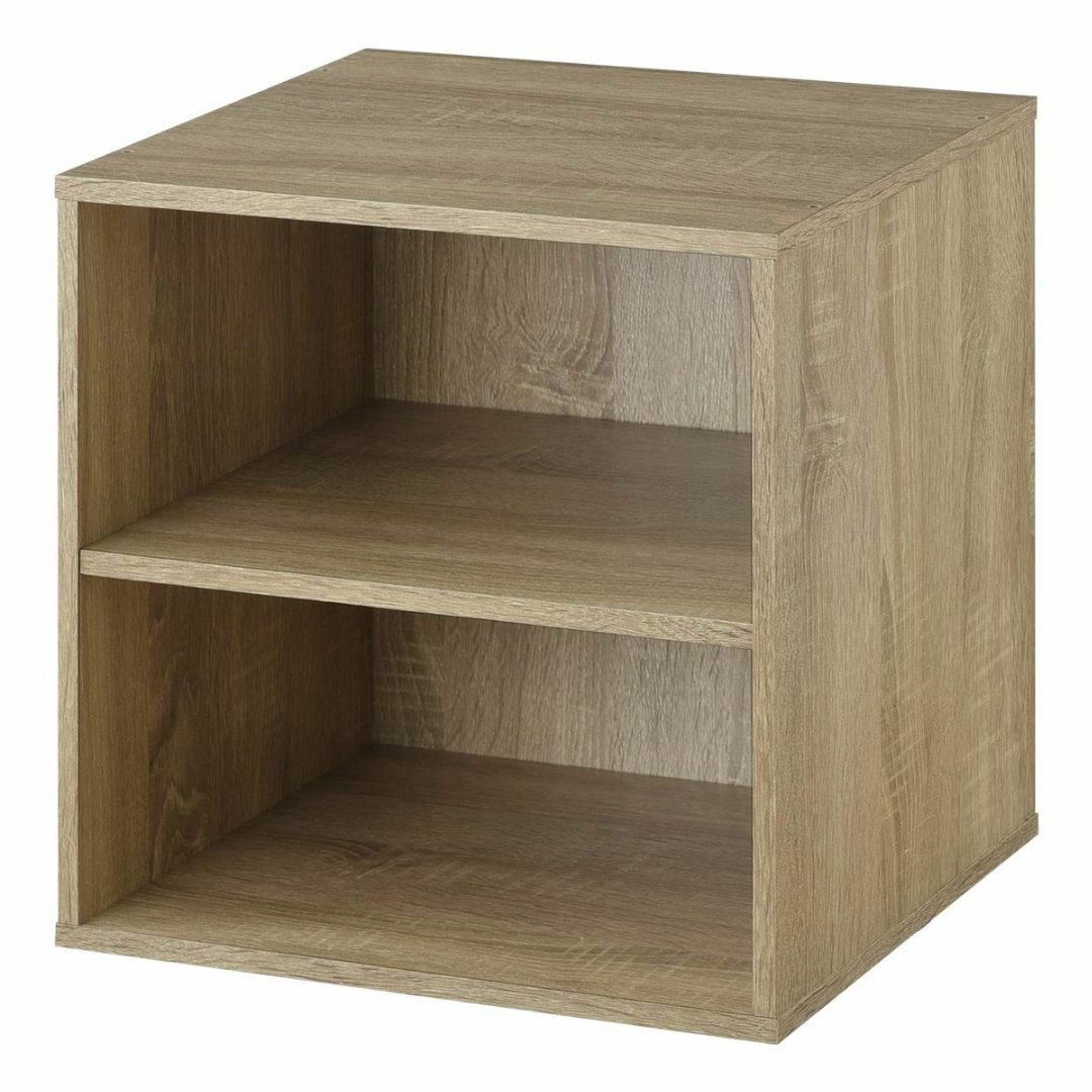 【色: オーク】ぼん家具 棚付き キューブボックス 40×40cm 木製 収納
