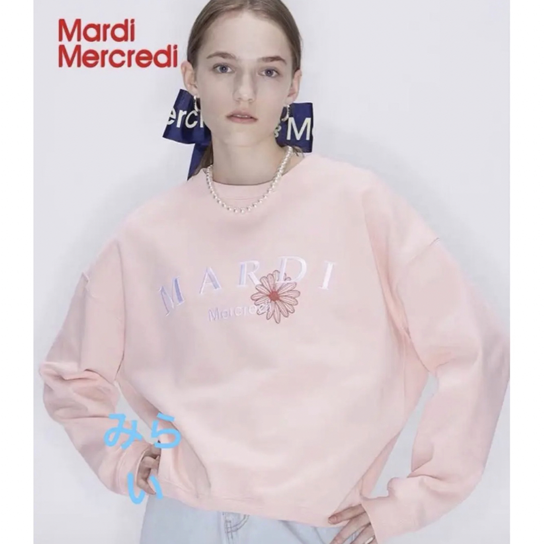 正規品】 Mardi Mercredi マルディメクルディ刺繍スウェットピンクの
