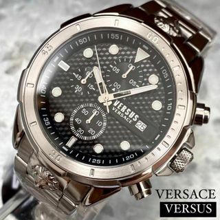 ヴェルサーチ(VERSACE)の【新品】腕時計 メンズ ヴェルサーチ クォーツ シルバー ブラック 人気ブランド(腕時計(アナログ))