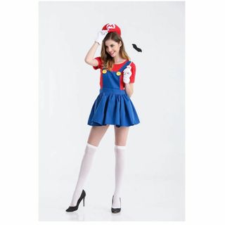 XL マリオ スカート 大人女子 コスプレ ハロウイン 衣装 仮装 コスチューム(衣装一式)