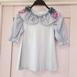 シャーリーテンプル(Shirley Temple)の637【130】シャーリーテンプル　ぶどうバスケット　ぶどうギンガムPO　ミント(Tシャツ/カットソー)