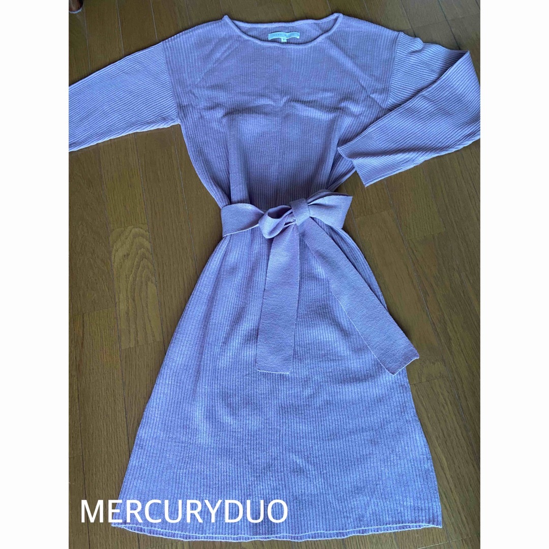 MERCURYDUO(マーキュリーデュオ)のMERCURYDUO ニットワンピース　パープル レディースのワンピース(ひざ丈ワンピース)の商品写真