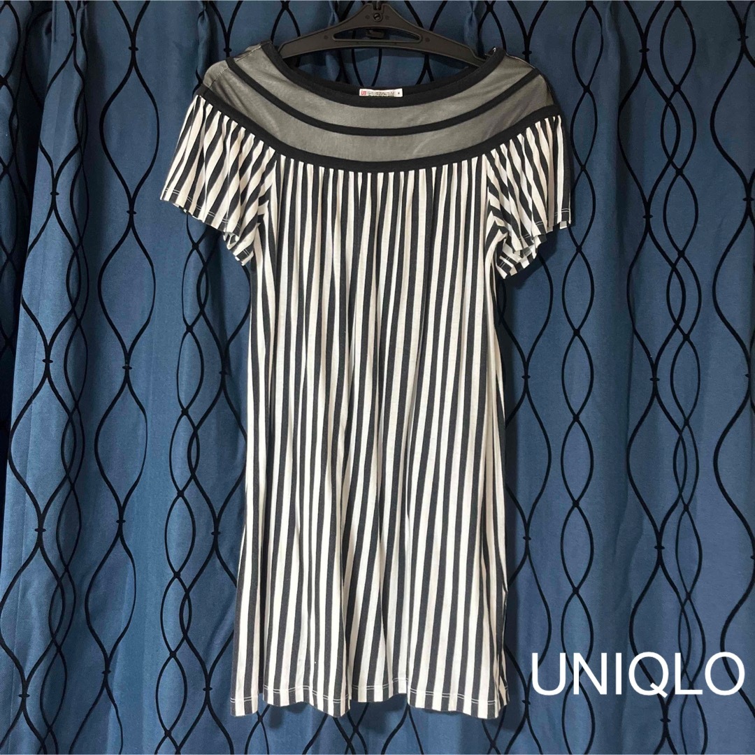 UNIQLO(ユニクロ)のUNIQLO G.V.G.V コラボ UT 白黒ストライプ ワンピ レディースのワンピース(ミニワンピース)の商品写真