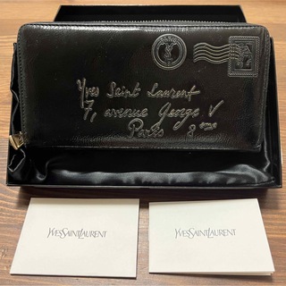 イヴサンローラン(Yves Saint Laurent)のイヴ・サンローラン Yメール ファスナー 長財布 ブラック ケースと箱付(財布)