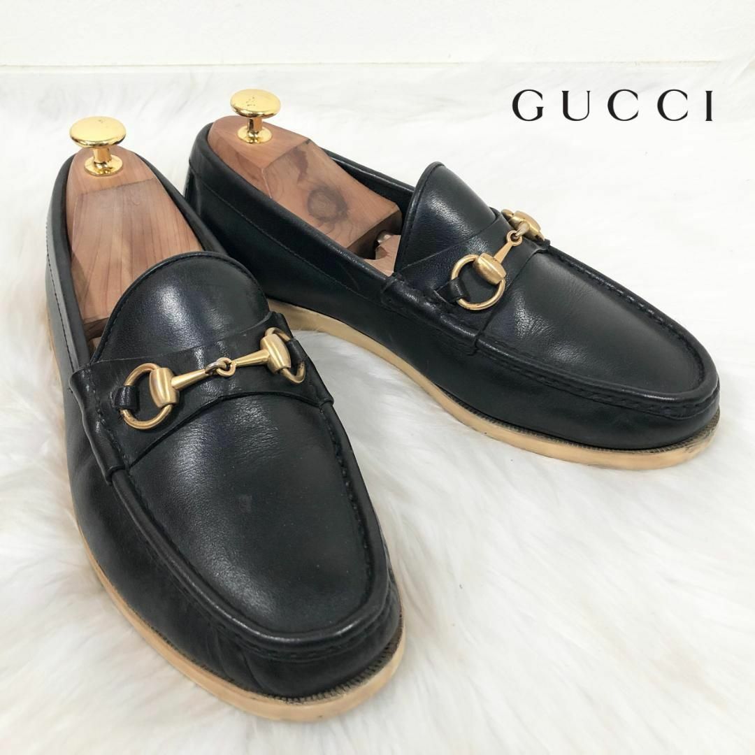 GUCCI グッチ ホースビット レザー ローファー ブラック 40M-