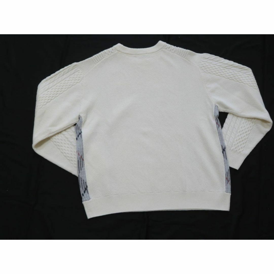 BLACK LABEL CRESTBRIDGE(ブラックレーベルクレストブリッジ)のブラックレーベル クレストブリッジ　高級編み模様の羊毛ニットセーター　白　LL メンズのトップス(ニット/セーター)の商品写真