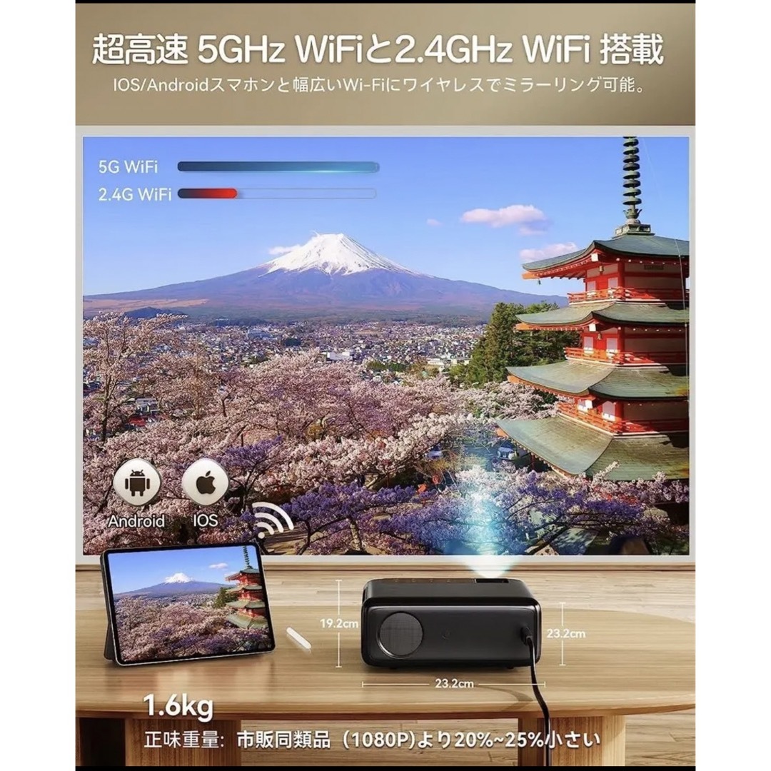 新品】プロジェクター 小型家庭用 5GWiFi 15000lm 4K対応の通販 by み