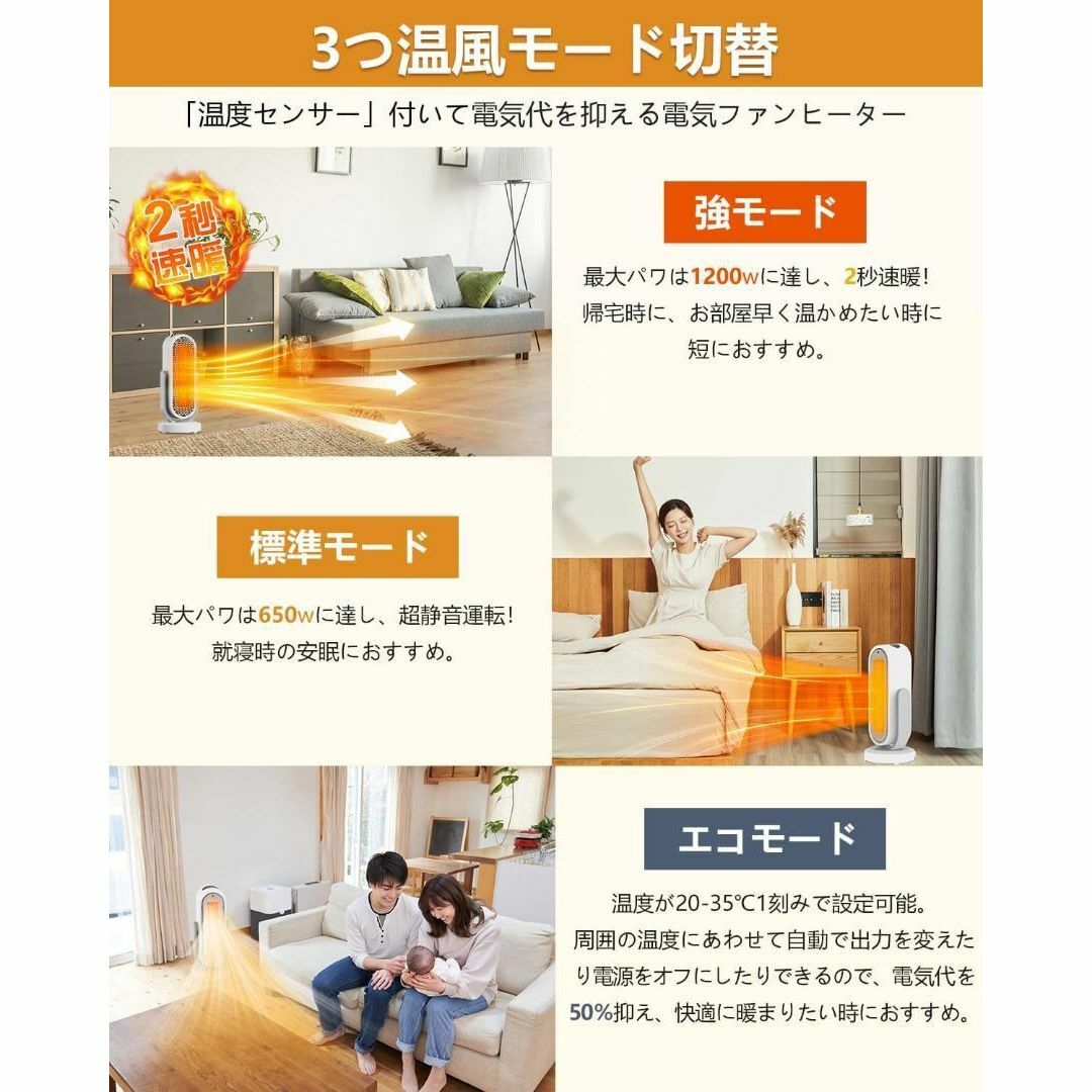 セラミックヒーター 暖房器具 省エネ 電気 ファンヒーター ストーブの ...