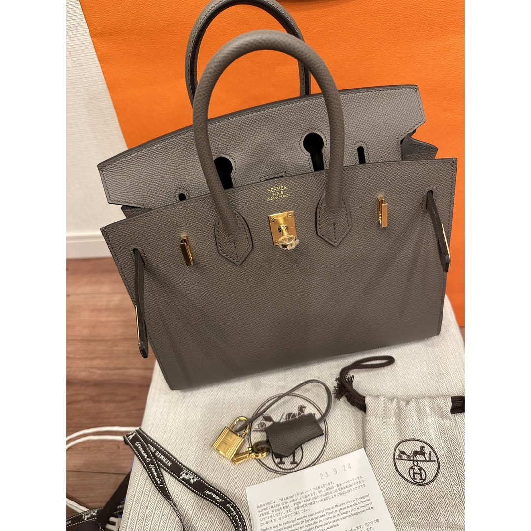 Hermes(エルメス)の新品 B刻HERMESエルメス バーキン25 グリーエタンエプソン ゴールド金具 レディースのバッグ(ハンドバッグ)の商品写真