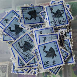 【使用済み普通切手】100円 銀鶴 60枚 (1981. 7.20～)(使用済み切手/官製はがき)