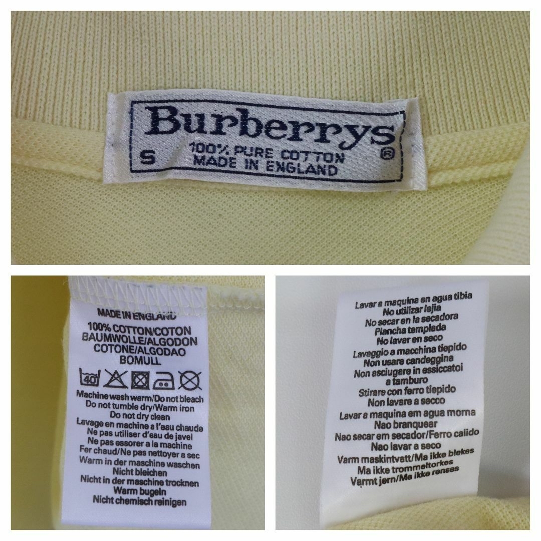 BURBERRY(バーバリー)の【90s】バーバリーズ／ポロシャツ　英国製　イギリス製　刺繍ロゴ　黄　ビンテージ メンズのトップス(ポロシャツ)の商品写真