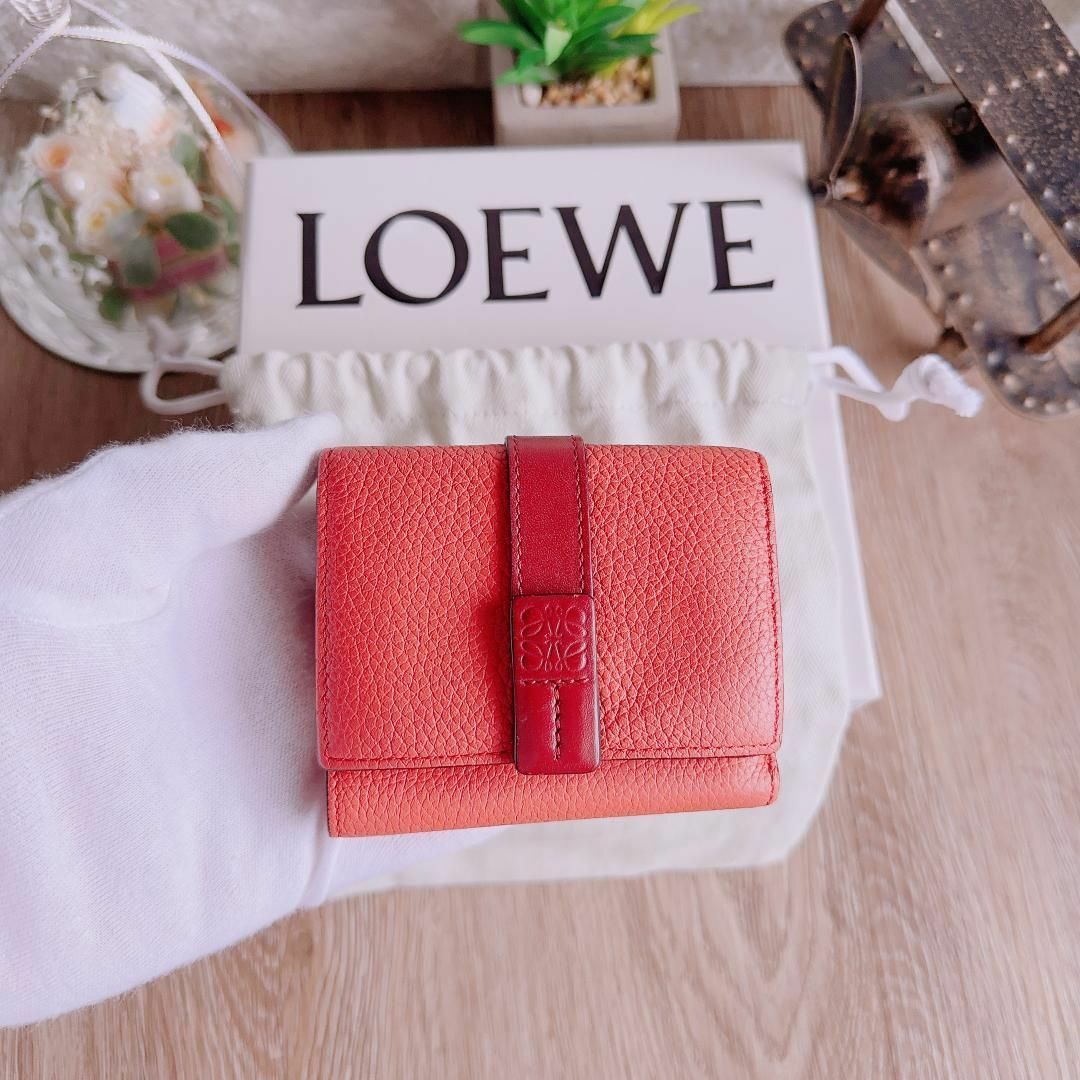 LOEWE - ◇ロエベ◇トライフォールド ウォレット オレンジ×ボルドー