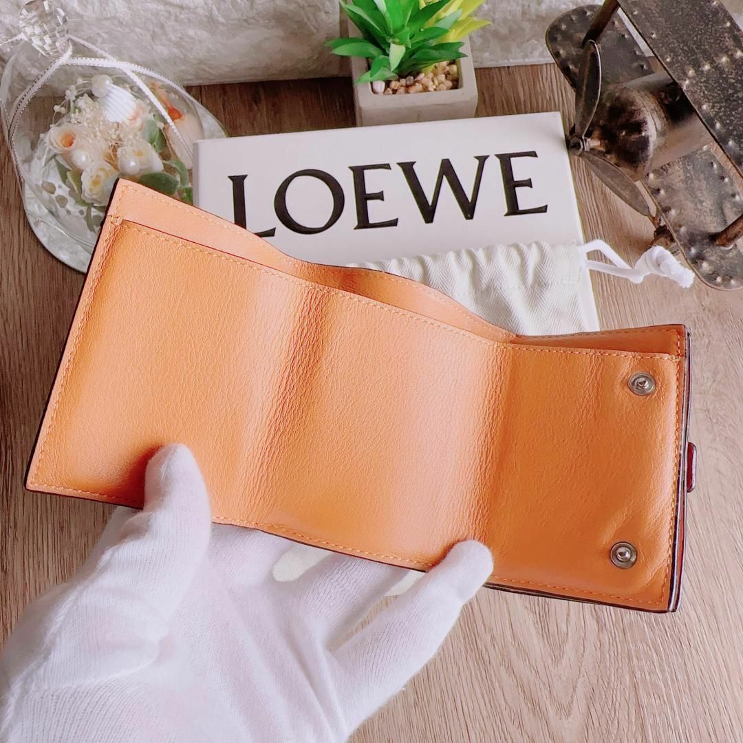 LOEWE ロエベ ミニウォレット ゲート 三つ折り財布 レザー オレンジ/083126