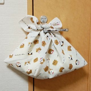 あずま袋〈ミャオ　ベージュ〉エコバッグ、バッグインバッグ　ハンドメイド(バッグ)