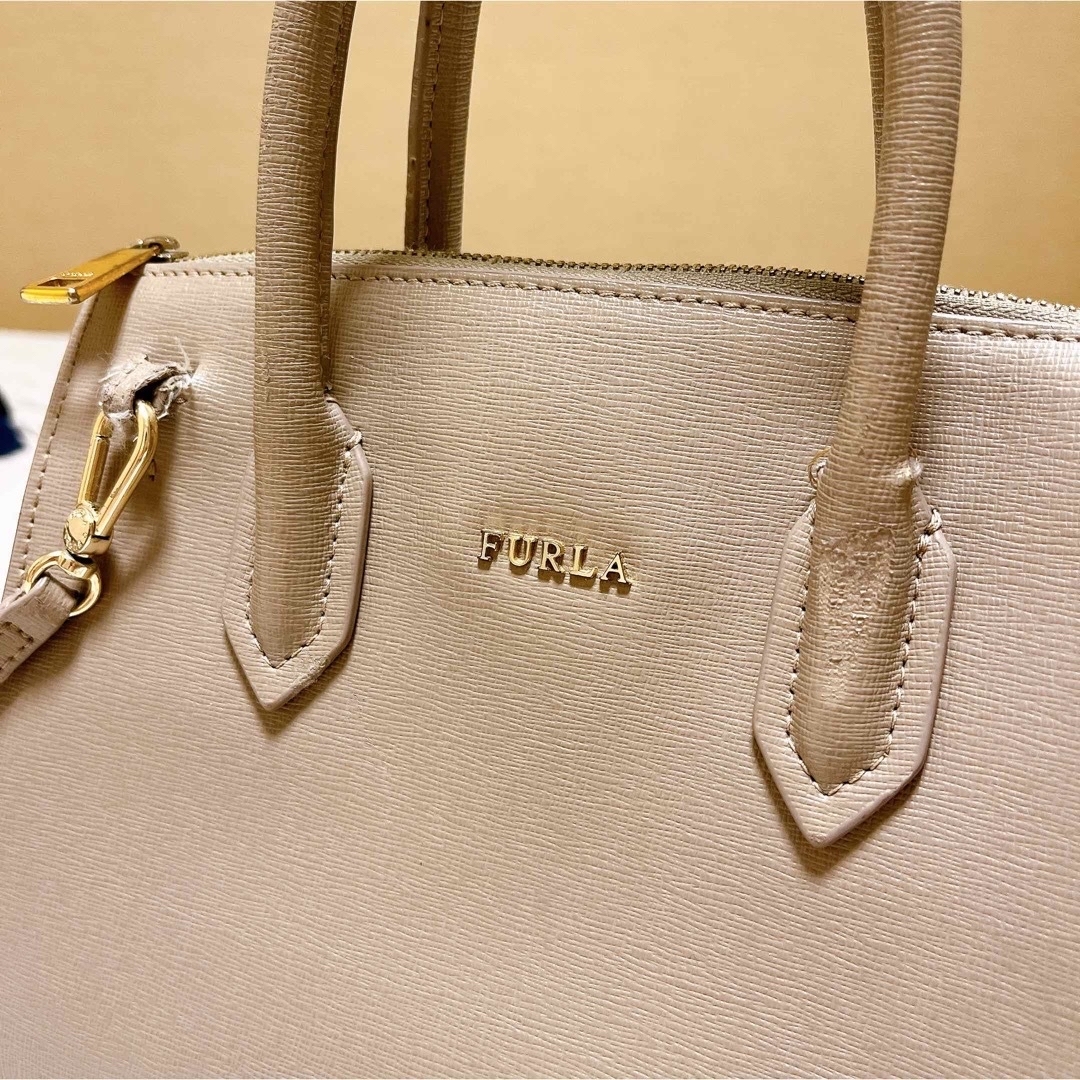 美品 FURLA フルラ 2way ハンドバッグ ショルダーバッグ ゴールド金具