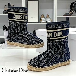 クリスチャンディオール(Christian Dior)の6415 未使用 クリスチャンディオール ベロア オブリーク ムートンブーツ(ブーツ)