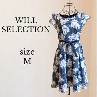 ウィルセレクション(WILLSELECTION)のウィルセレクション ローズオパール フレアワンピース　花柄　ウエストリボン(ひざ丈ワンピース)