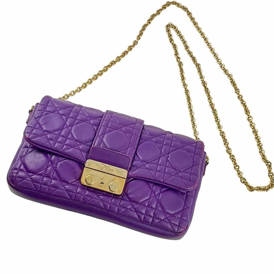 Dior ディオール チェーン ショルダーバッグ ミスディオール カナージュ 紫