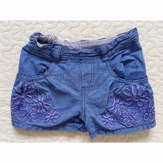 アナスイミニ(ANNA SUI mini)のANNASUI mini♡デニム ショートパンツ お花刺繍 100cm(パンツ/スパッツ)